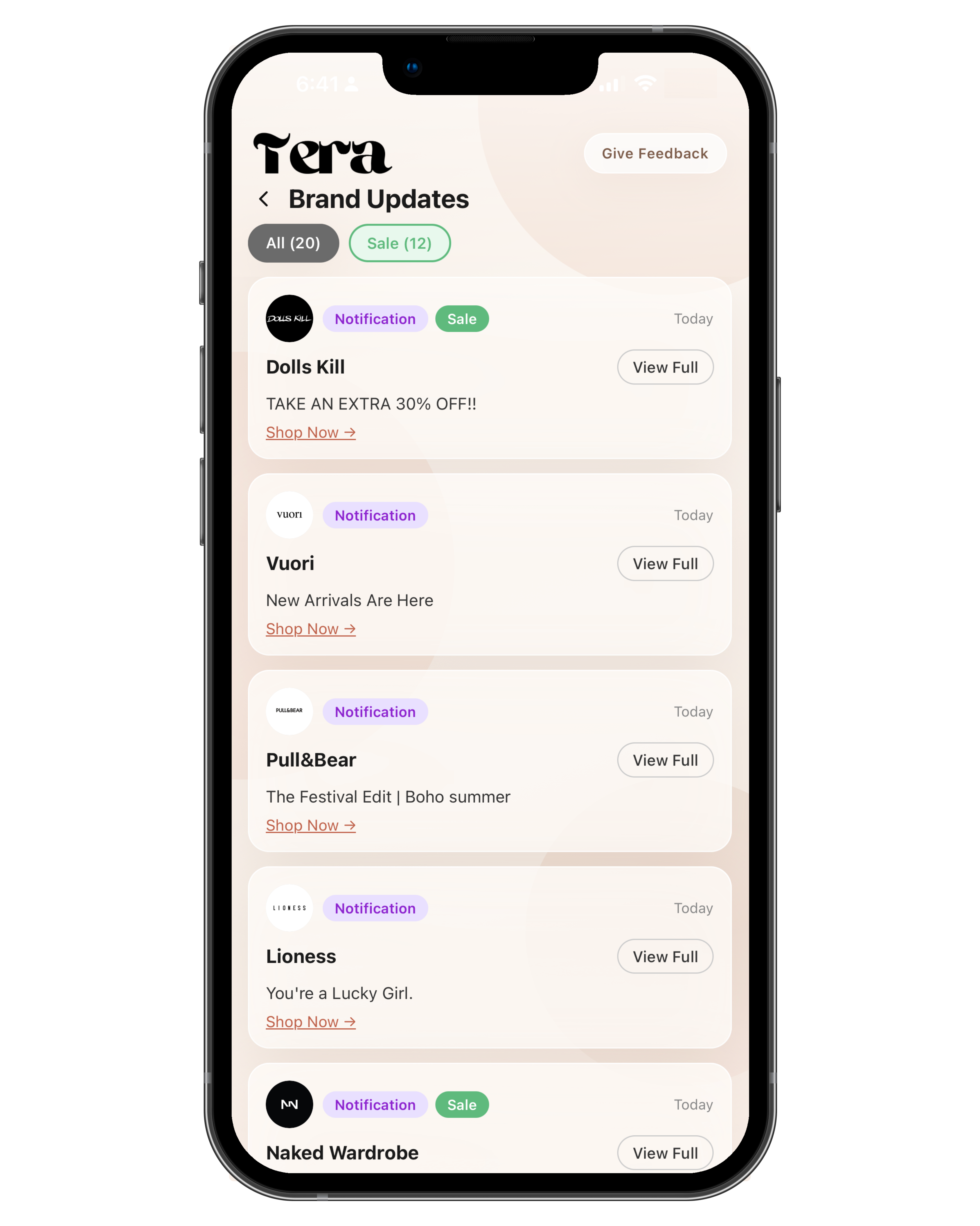 Tera brand updates phone screen