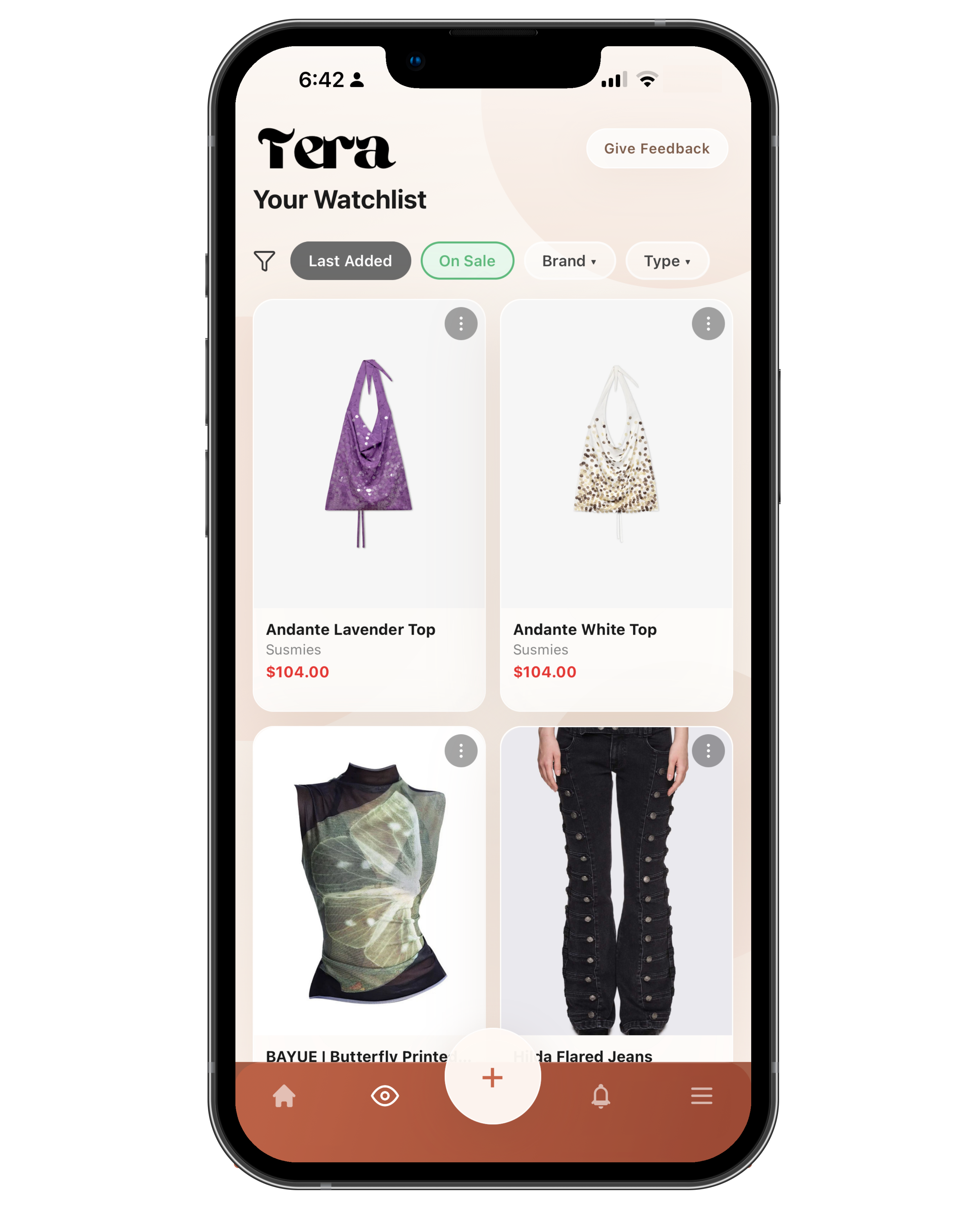 Tera watchlist phone screen