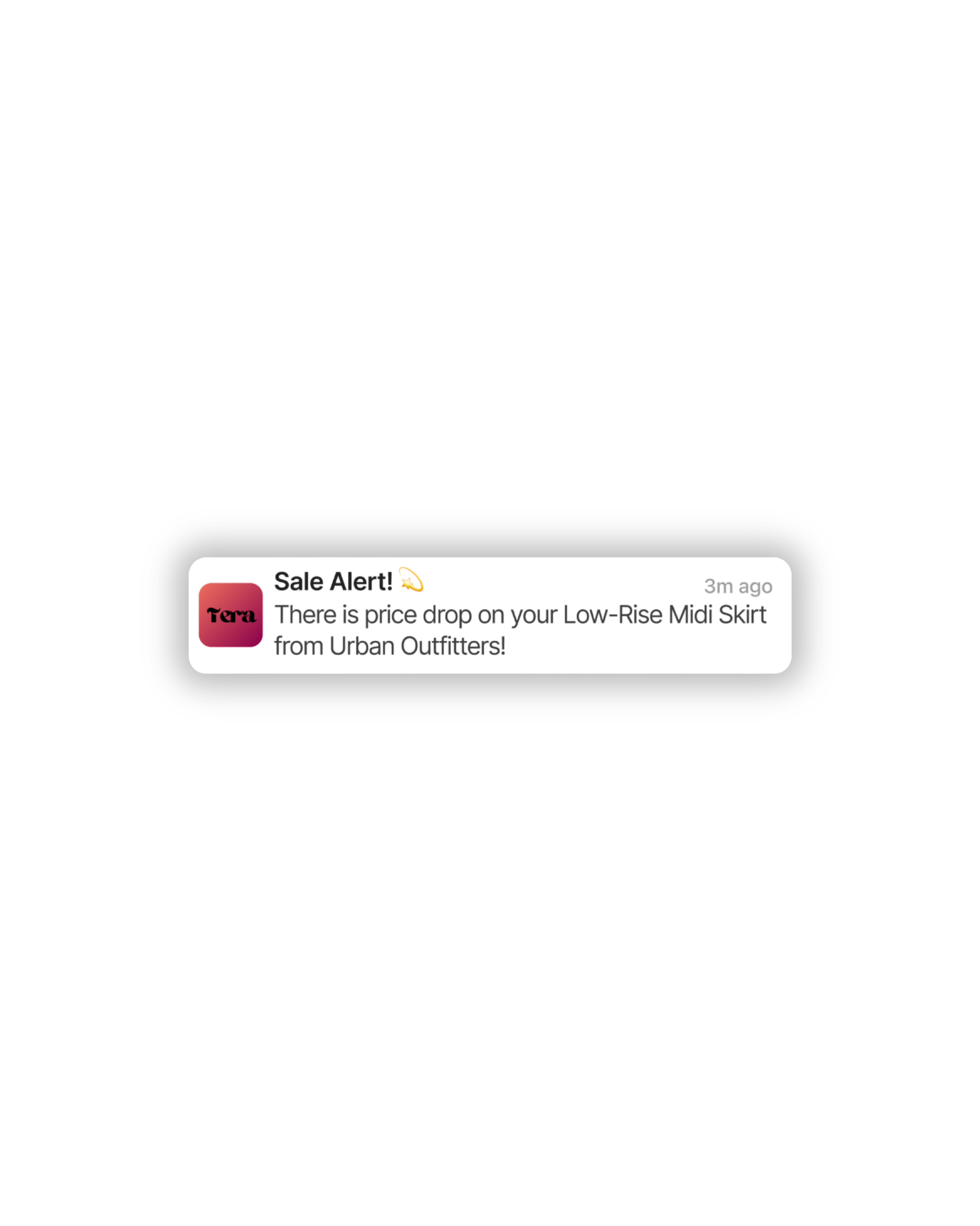 Tera sale alert notification bubble